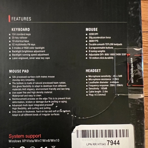 Redragon S101 Wired RGB Backlit Gaming Keyboard, Mouse, Mouse Pad, Headphone Set - Picture 13 of 14